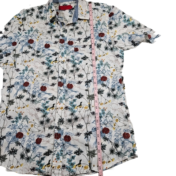 Project Red Men's 100% Cotton Short Sleeve Button Down, White Floral, Medium - Picture 11 of 13